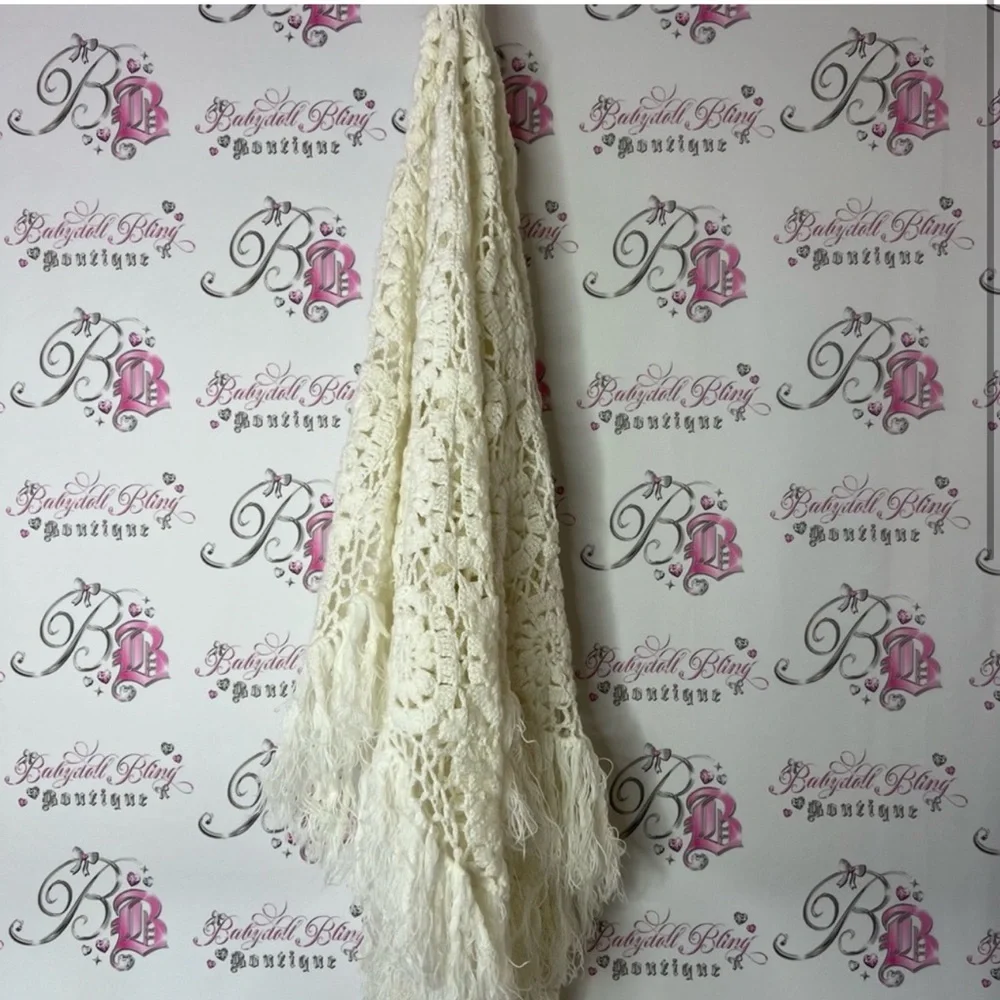 Scarf shawl knit fringe tassle Crochet Fringe Shawl
